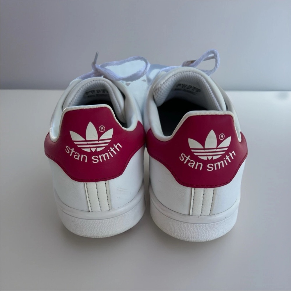 Adidas Stan Smith Sneakers Big Girl Size 6 White Pink - Picture 3 of 10